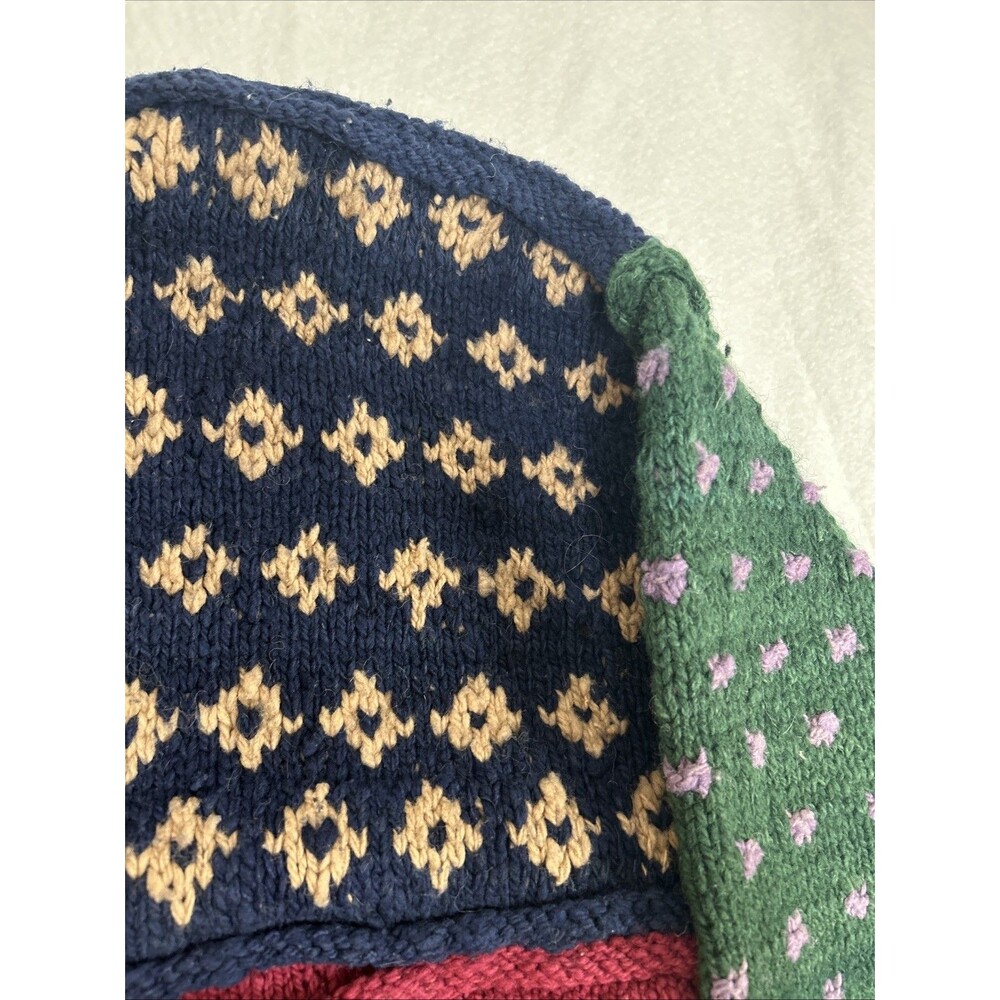 AMANO Geometric Pattern Hand-knitted Wool Cardigan Unisex Oversized Boxy Large - Picture 6 of 10